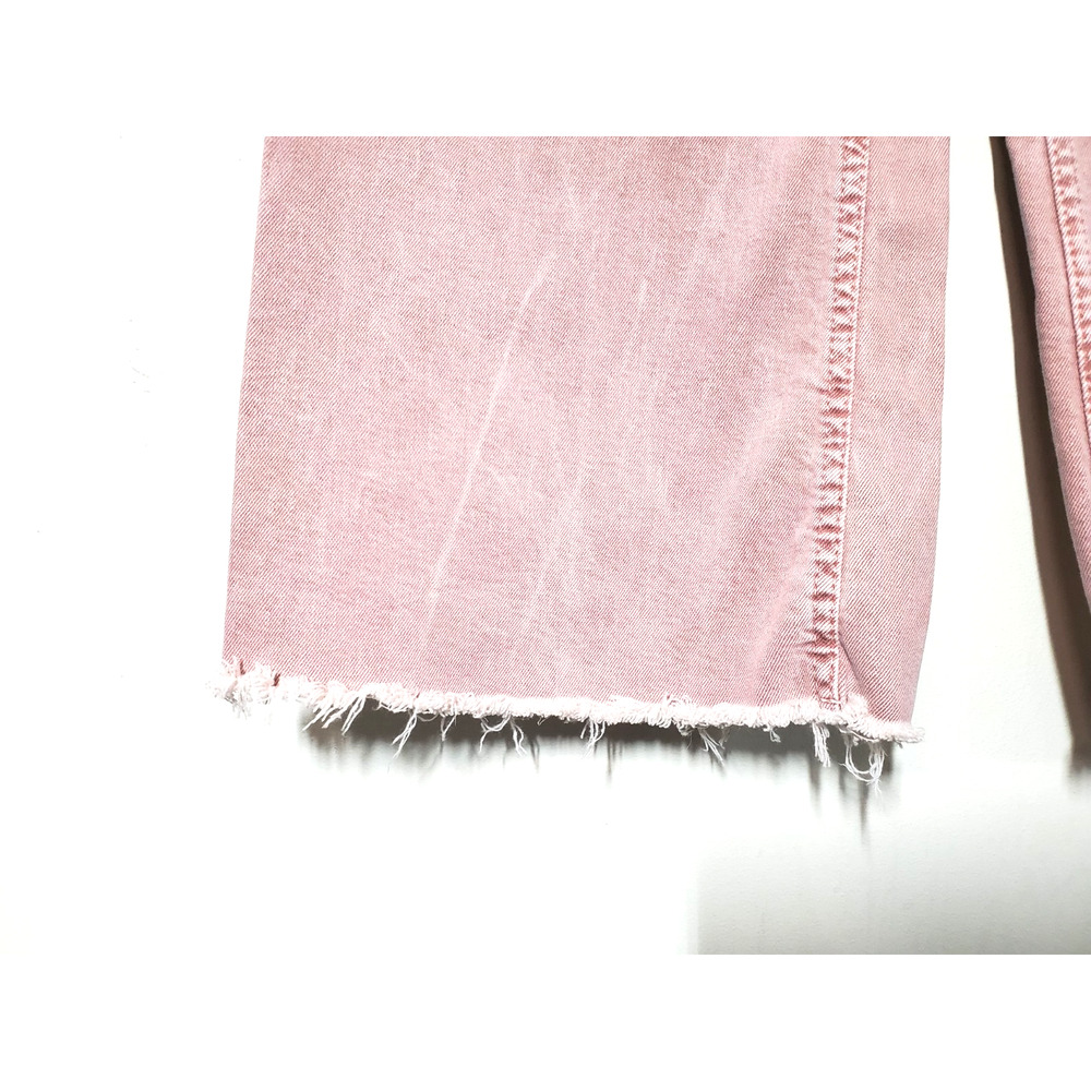 Zara Womens 0 Marine Straight Leg Jeans High Rise Raw Hems Pale Pink Retro - Picture 3 of 11